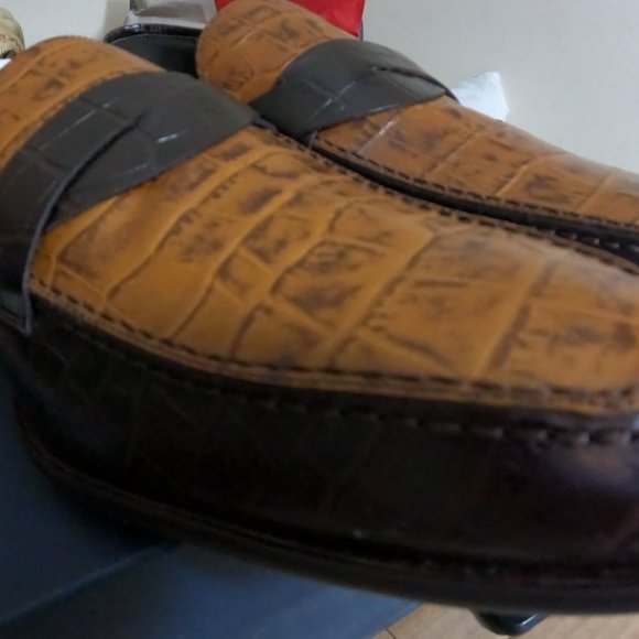 Paul Fredrick Chocolate and Tan Logan dress loafers main image 7